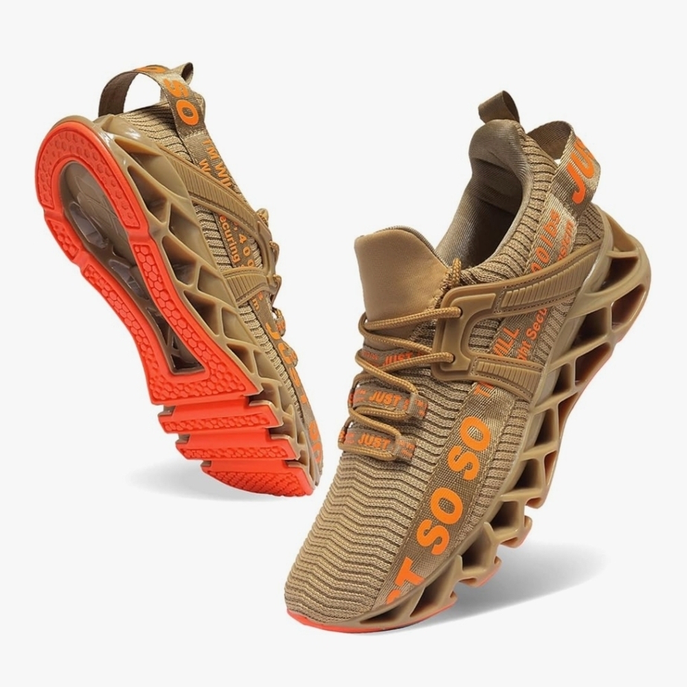 Just Soso Stylish Gold and Orange Men's Shoes